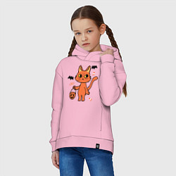 Толстовка оверсайз детская CAT FOR HALLOWEEN, цвет: светло-розовый — фото 2