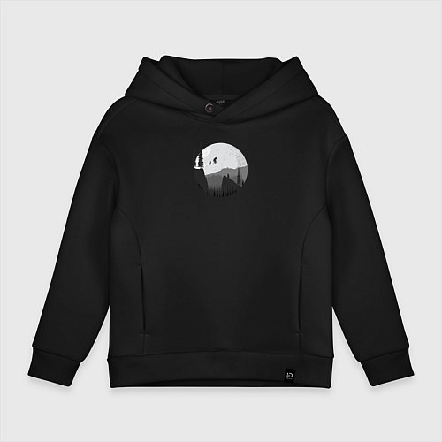 Детское худи оверсайз И тут медведи полетели / Черный – фото 1