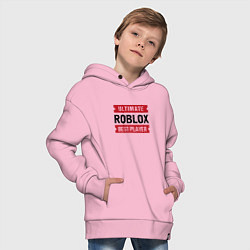 Толстовка оверсайз детская Roblox: таблички Ultimate и Best Player, цвет: светло-розовый — фото 2