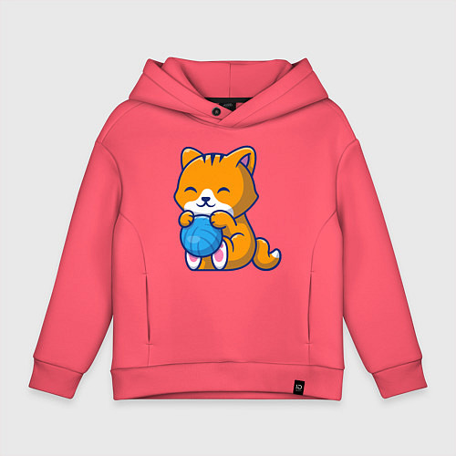Детское худи оверсайз Рыженький котик / Коралловый – фото 1