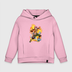 Толстовка оверсайз детская Нацу Драгнил и Хеппи, цвет: светло-розовый