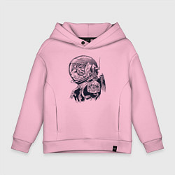Толстовка оверсайз детская Котик - Космонавт, цвет: светло-розовый