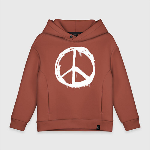 Детское худи оверсайз Pacific symbol white / Кирпичный – фото 1