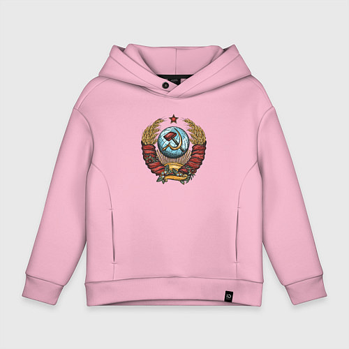 Детское худи оверсайз Серп и молот СССР / Светло-розовый – фото 1
