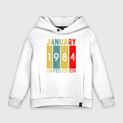 Толстовка оверсайз детская 1984 - Январь, цвет: белый