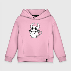 Толстовка оверсайз детская Hollow Knight рыцарь в чашке, цвет: светло-розовый