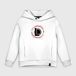 Толстовка оверсайз детская Символ League of Legends и красная краска вокруг, цвет: белый