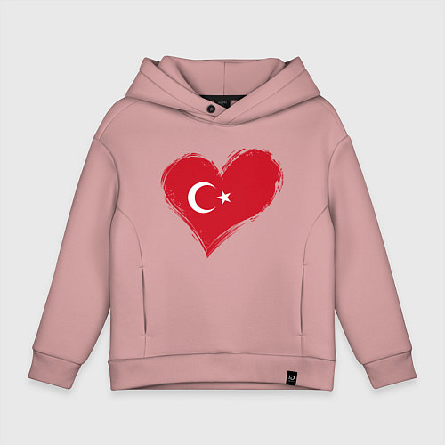 Детское худи оверсайз Сердце - Турция / Пыльно-розовый – фото 1