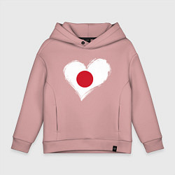 Толстовка оверсайз детская Сердце - Япония, цвет: пыльно-розовый