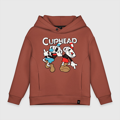 Детское худи оверсайз Cuphead - Mugman / Кирпичный – фото 1