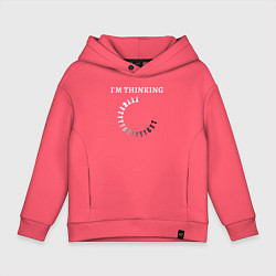 Толстовка оверсайз детская Я думаю шахматная загрузка, цвет: коралловый