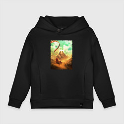 Толстовка оверсайз детская Бегущий герой - Journey, цвет: черный