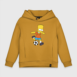 Толстовка оверсайз детская Барт Симпсон бьёт по футбольному мячу, цвет: горчичный