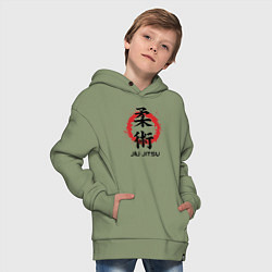 Толстовка оверсайз детская Jiu jitsu red splashes logo, цвет: авокадо — фото 2