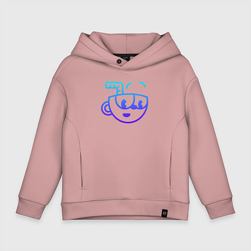 Детское худи оверсайз Cuphead neon / Пыльно-розовый – фото 1