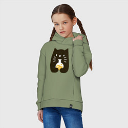 Толстовка оверсайз детская Котик - Химик, цвет: авокадо — фото 2