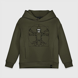 Толстовка оверсайз детская Vitruvian Bender, цвет: хаки