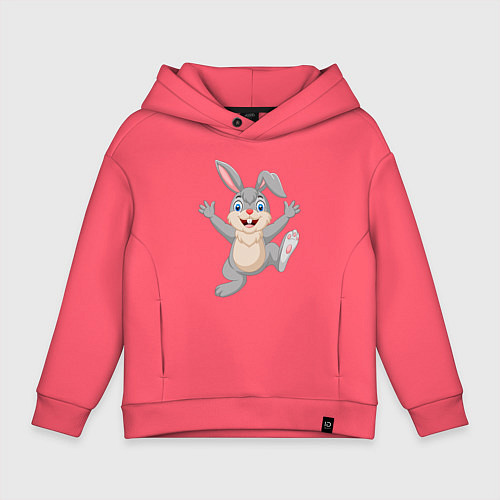 Детское худи оверсайз Running Rabbit / Коралловый – фото 1