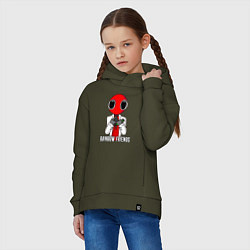 Толстовка оверсайз детская Радужные друзья - Красный, цвет: хаки — фото 2