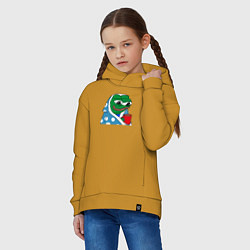 Толстовка оверсайз детская Frog Pepe мем, цвет: горчичный — фото 2