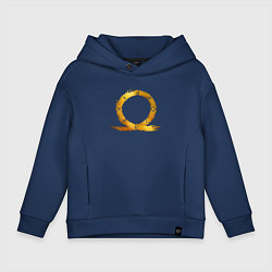 Толстовка оверсайз детская Golden logo GoW Ragnarok, цвет: тёмно-синий