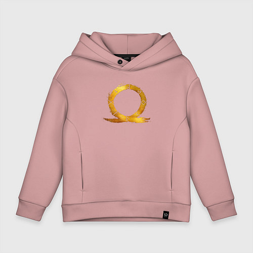 Детское худи оверсайз Golden logo GoW Ragnarok / Пыльно-розовый – фото 1