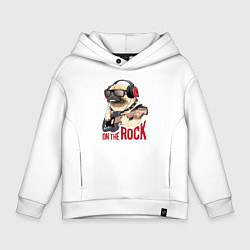 Толстовка оверсайз детская Крутой мрпс играет на гитаре, цвет: белый