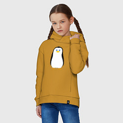 Толстовка оверсайз детская Красивый пингвин, цвет: горчичный — фото 2