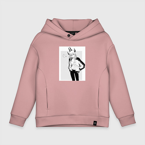 Детское худи оверсайз Человек-бензопила Пауэр / Пыльно-розовый – фото 1