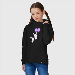 Толстовка оверсайз детская Милые крольчата с воздушными шарами, цвет: черный — фото 2