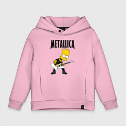 Толстовка оверсайз детская Металлика Барт Симпсон, цвет: светло-розовый