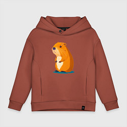 Толстовка оверсайз детская Капибара - рисунок, цвет: кирпичный