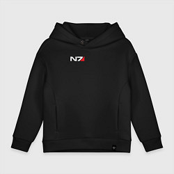 Толстовка оверсайз детская Логотип N7, цвет: черный