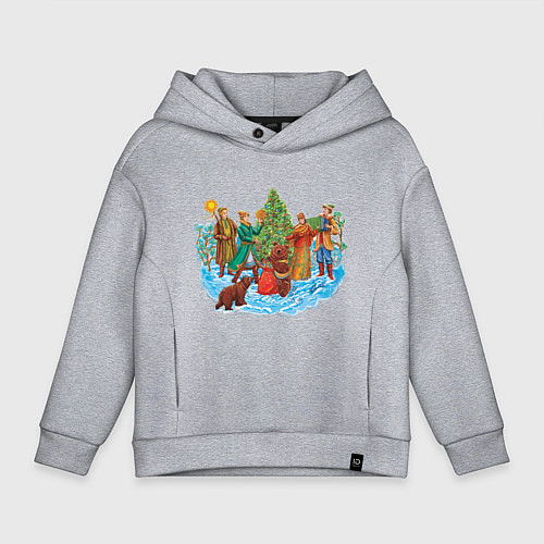 Детское худи оверсайз Новый год палех / Меланж – фото 1