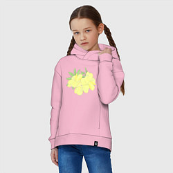 Толстовка оверсайз детская Желтые цветы, цвет: светло-розовый — фото 2