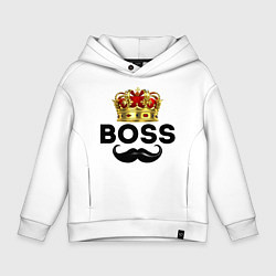 Толстовка оверсайз детская BOSS и корона с усами, цвет: белый