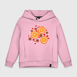 Толстовка оверсайз детская Дольки апельсинов, цвет: светло-розовый