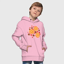 Толстовка оверсайз детская Дольки апельсинов, цвет: светло-розовый — фото 2