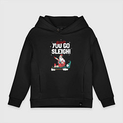 Толстовка оверсайз детская Come on you go sleigh, цвет: черный