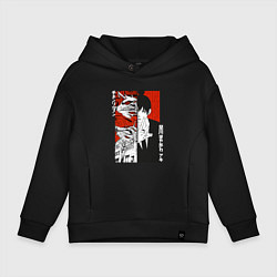 Толстовка оверсайз детская Аки и демон лисы, цвет: черный