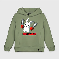 Толстовка оверсайз детская Rabbit run away, цвет: авокадо