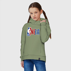Толстовка оверсайз детская NBA - big logo, цвет: авокадо — фото 2