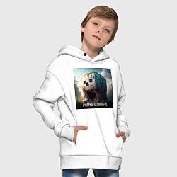 Толстовка оверсайз детская Жуткая пещера Minecraft, цвет: белый — фото 2