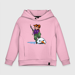 Толстовка оверсайз детская Убийца Снеговиков - девушка с огнемётом, цвет: светло-розовый