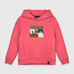 Толстовка оверсайз детская Лучшая мама котика на свете, цвет: коралловый