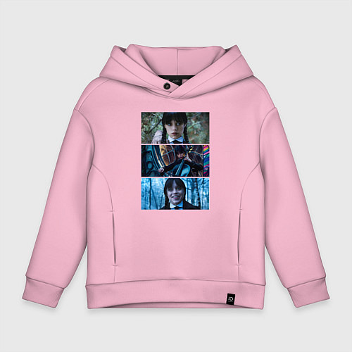 Детское худи оверсайз Эмоции Уэнсдэй / Светло-розовый – фото 1