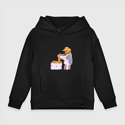 Толстовка оверсайз детская Пчеловод и его пасека, цвет: черный