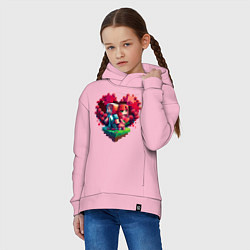 Толстовка оверсайз детская Влюбленные в Minecraft, цвет: светло-розовый — фото 2