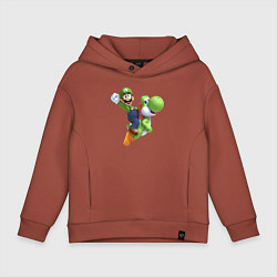 Толстовка оверсайз детская Луиджи на Йоши, цвет: кирпичный