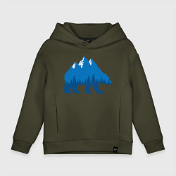 Толстовка оверсайз детская Bear mountains, цвет: хаки